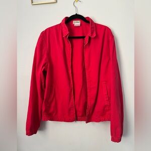 Vintage LL Bean Red Mens Full Zip Jacket 100% Cotton Size